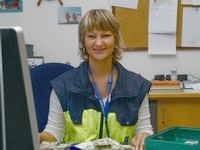 Natalie Kryva im B�ro der Seemannsmission